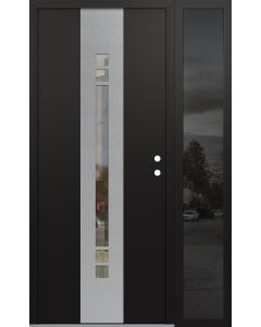 DIAMOND A4 48" X 80" BLACK/BLACK CLEAR GLASS PANEL STAINLESS STEEL LHI WITH SIDELITE MIRRORED GLASS