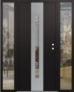 DIAMOND A4 60" X 80" BLACK/BLACK CLEAR GLASS PANEL STAINLESS STEEL LHI WITH 2 SIDELITES CLEAR GLASS