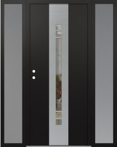 DIAMOND A4 68" X 80" BLACK/BLACK CLEAR GLASS PANEL STAINLESS STEEL RHI WITH 2 SIDELITES FROSTED GLASS