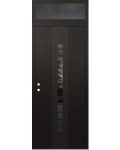 DIAMOND A4 36" X 96" BLACK/BLACK MIRRORED GLASS PANEL BLACK RHI WITH TRANSOM MIRRORED GLASS