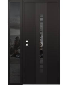 DIAMOND A4 52" X 80" BLACK/BLACK MIRRORED GLASS PANEL BLACK RHI WITH SIDELITE MIRRORED GLASS