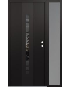 DIAMOND A4 48" X 80" BLACK/BLACK MIRRORED GLASS PANEL BLACK LHI WITH SIDELITE FROSTED GLASS