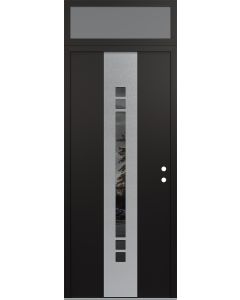 DIAMOND A4 36" X 96" BLACK/BLACK MIRRORED GLASS PANEL STAINLESS STEEL LHI WITH TRANSOM FROSTED GLASS