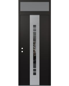 DIAMOND A4 36" X 96" BLACK/BLACK MIRRORED GLASS PANEL STAINLESS STEEL RHI WITH TRANSOM FROSTED GLASS