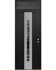 DIAMOND A4 36" X 96" BLACK/BLACK MIRRORED GLASS PANEL STAINLESS STEEL LHI WITH TRANSOM MIRRORED GLASS
