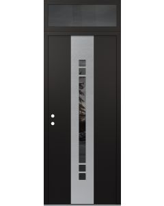 DIAMOND A4 36" X 96" BLACK/BLACK MIRRORED GLASS PANEL STAINLESS STEEL RHI WITH TRANSOM MIRRORED GLASS