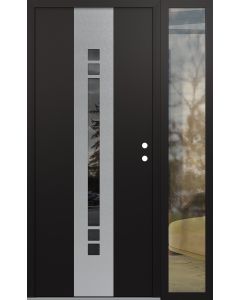 DIAMOND A4 52" X 80" BLACK/BLACK MIRRORED GLASS PANEL STAINLESS STEEL LHI WITH SIDELITE CLEAR GLASS