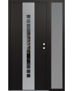 DIAMOND A4 52" X 80" BLACK/BLACK MIRRORED GLASS PANEL STAINLESS STEEL LHI WITH SIDELITE FROSTED GLASS