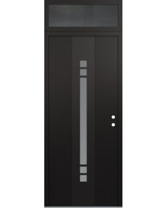 DIAMOND A4 36" X 96" BLACK/WHITE FROSTED GLASS PANEL BLACK LHI WITH TRANSOM MIRRORED GLASS