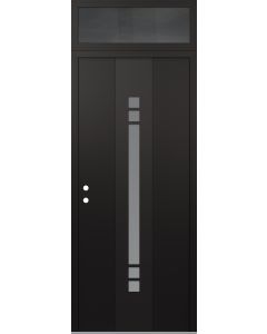 DIAMOND A4 36" X 96" BLACK/WHITE FROSTED GLASS PANEL BLACK RHI WITH TRANSOM MIRRORED GLASS