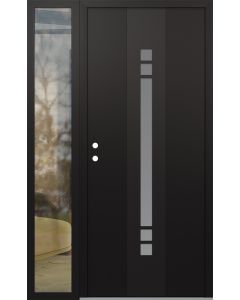 DIAMOND A4 50" X 80" BLACK/WHITE FROSTED GLASS PANEL BLACK RHI WITH SIDELITE CLEAR GLASS