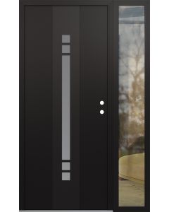 DIAMOND A4 50" X 80" BLACK/WHITE FROSTED GLASS PANEL BLACK LHI WITH SIDELITE CLEAR GLASS