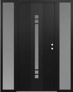 DIAMOND A4 60" X 80" BLACK/WHITE FROSTED GLASS PANEL BLACK LHI WITH 2 SIDELITES FROSTED GLASS