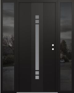 DIAMOND A4 60" X 80" BLACK/WHITE FROSTED GLASS PANEL BLACK LHI WITH 2 SIDELITES MIRRORED GLASS