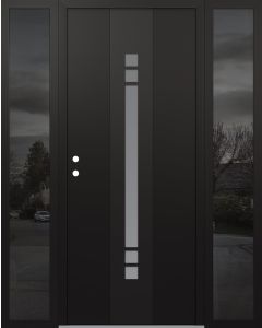 DIAMOND A4 60" X 80" BLACK/WHITE FROSTED GLASS PANEL BLACK RHI WITH 2 SIDELITES MIRRORED GLASS