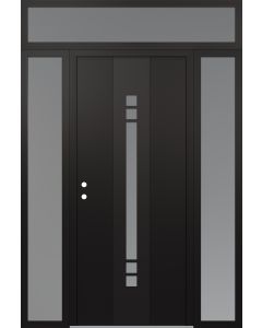 DIAMOND A4 60" X 96" BLACK/WHITE FROSTED GLASS PANEL BLACK RHI WITH 2 SIDELITES AND TRANSOM FROSTED GLASS