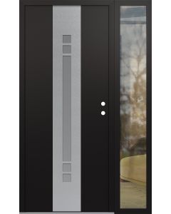 DIAMOND A4 50" X 80" BLACK/WHITE FROSTED GLASS PANEL STAINLESS STEEL LHI WITH SIDELITE CLEAR GLASS