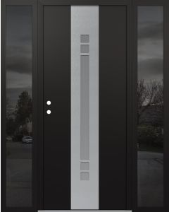 DIAMOND A4 60" X 80" BLACK/WHITE FROSTED GLASS PANEL STAINLESS STEEL RHI WITH 2 SIDELITES MIRRORED GLASS