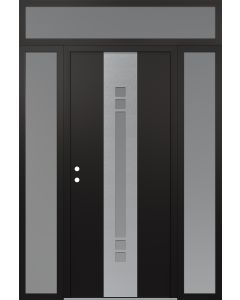 DIAMOND A4 60" X 96" BLACK/WHITE FROSTED GLASS PANEL STAINLESS STEEL RHI WITH 2 SIDELITES AND TRANSOM FROSTED GLASS