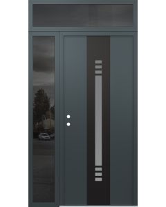 DIAMOND A5 50" X 96" ANTHRACITE/ANTHRACITE FROSTED GLASS PANEL BLACK RHI WITH SIDELITE AND TRANSOM MIRRORED GLASS