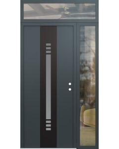 DIAMOND A5 50" X 96" ANTHRACITE/ANTHRACITE FROSTED GLASS PANEL BLACK LHI WITH SIDELITE AND TRANSOM CLEAR GLASS