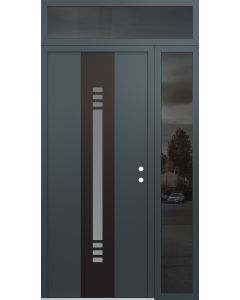 DIAMOND A5 50" X 96" ANTHRACITE/ANTHRACITE FROSTED GLASS PANEL BLACK LHI WITH SIDELITE AND TRANSOM MIRRORED GLASS