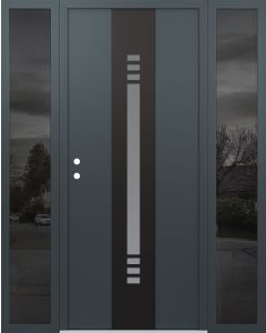 DIAMOND A5 64" X 80" ANTHRACITE/ANTHRACITE FROSTED GLASS PANEL BLACK RHI WITH 2 SIDELITES MIRRORED GLASS