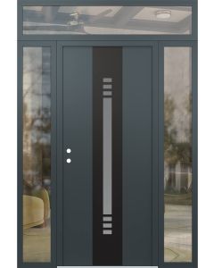 DIAMOND A5 60" X 96" ANTHRACITE/ANTHRACITE FROSTED GLASS PANEL BLACK RHI WITH 2 SIDELITES AND TRANSOM CLEAR GLASS