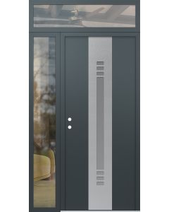 DIAMOND A5 52" X 96" ANTHRACITE/ANTHRACITE FROSTED GLASS PANEL STAINLESS STEEL RHI WITH SIDELITE AND TRANSOM CLEAR GLASS
