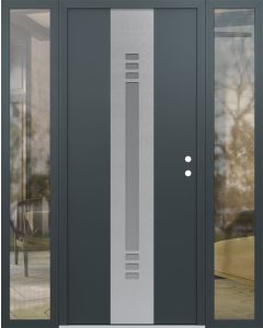 DIAMOND A5 68" X 80" ANTHRACITE/ANTHRACITE FROSTED GLASS PANEL STAINLESS STEEL LHI WITH 2 SIDELITES CLEAR GLASS