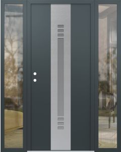 DIAMOND A5 68" X 80" ANTHRACITE/ANTHRACITE FROSTED GLASS PANEL STAINLESS STEEL RHI WITH 2 SIDELITES CLEAR GLASS