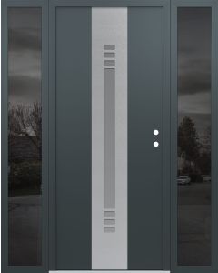 DIAMOND A5 68" X 80" ANTHRACITE/ANTHRACITE FROSTED GLASS PANEL STAINLESS STEEL LHI WITH 2 SIDELITES MIRRORED GLASS