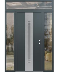DIAMOND A5 68" X 96" ANTHRACITE/ANTHRACITE FROSTED GLASS PANEL STAINLESS STEEL LHI WITH 2 SIDELITES AND TRANSOM CLEAR GLASS