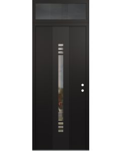 DIAMOND A5 36" X 96" BLACK/BLACK CLEAR GLASS PANEL BLACK LHI WITH TRANSOM MIRRORED GLASS