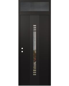 DIAMOND A5 36" X 96" BLACK/BLACK CLEAR GLASS PANEL BLACK RHI WITH TRANSOM MIRRORED GLASS