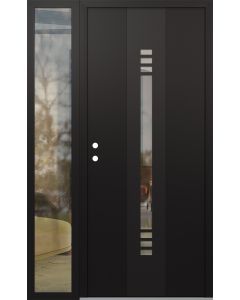 DIAMOND A5 48" X 80" BLACK/BLACK CLEAR GLASS PANEL BLACK RHI WITH SIDELITE CLEAR GLASS