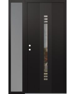DIAMOND A5 48" X 80" BLACK/BLACK CLEAR GLASS PANEL BLACK RHI WITH SIDELITE FROSTED GLASS