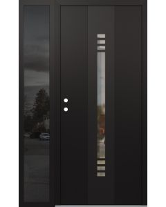 DIAMOND A5 48" X 80" BLACK/BLACK CLEAR GLASS PANEL BLACK RHI WITH SIDELITE MIRRORED GLASS