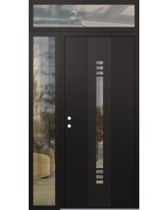 DIAMOND A5 48" X 96" BLACK/BLACK CLEAR GLASS PANEL BLACK RHI WITH SIDELITE AND TRANSOM CLEAR GLASS
