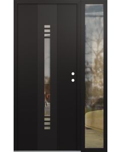DIAMOND A5 50" X 80" BLACK/BLACK CLEAR GLASS PANEL BLACK LHI WITH SIDELITE CLEAR GLASS
