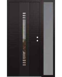 DIAMOND A5 48" X 80" BLACK/BLACK CLEAR GLASS PANEL BLACK LHI WITH SIDELITE FROSTED GLASS