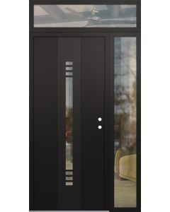 DIAMOND A5 48" X 96" BLACK/BLACK CLEAR GLASS PANEL BLACK LHI WITH SIDELITE AND TRANSOM CLEAR GLASS