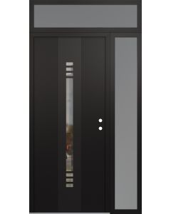 DIAMOND A5 52" X 96" BLACK/BLACK CLEAR GLASS PANEL BLACK LHI WITH SIDELITE AND TRANSOM FROSTED GLASS