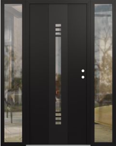 DIAMOND A5 64" X 80" BLACK/BLACK CLEAR GLASS PANEL BLACK LHI WITH 2 SIDELITES CLEAR GLASS