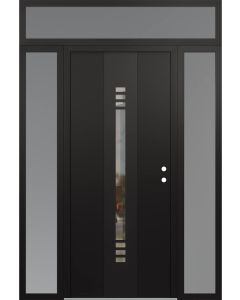 DIAMOND A5 68" X 96" BLACK/BLACK CLEAR GLASS PANEL BLACK LHI WITH 2 SIDELITES AND TRANSOM FROSTED GLASS