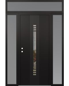 DIAMOND A5 64" X 96" BLACK/BLACK CLEAR GLASS PANEL BLACK RHI WITH 2 SIDELITES AND TRANSOM FROSTED GLASS