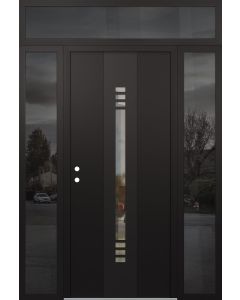 DIAMOND A5 60" X 96" BLACK/BLACK CLEAR GLASS PANEL BLACK RHI WITH 2 SIDELITES AND TRANSOM MIRRORED GLASS
