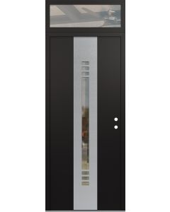 DIAMOND A5 36" X 96" BLACK/BLACK CLEAR GLASS PANEL STAINLESS STEEL LHI WITH TRANSOM CLEAR GLASS