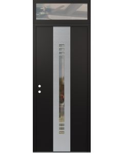 DIAMOND A5 36" X 96" BLACK/BLACK CLEAR GLASS PANEL STAINLESS STEEL RHI WITH TRANSOM CLEAR GLASS