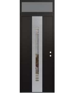 DIAMOND A5 36" X 96" BLACK/BLACK CLEAR GLASS PANEL STAINLESS STEEL LHI WITH TRANSOM FROSTED GLASS